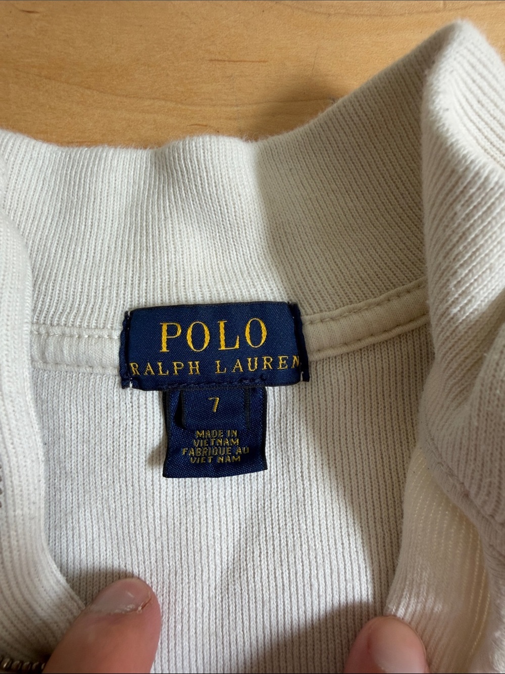 Polo by Ralph Lauren White Half-Zip Sweater with Navy Pony - Picture 2 of 5